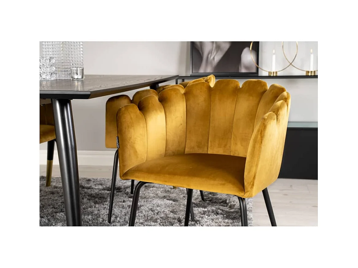 Chaise à dîner Limhamn Velours Noir et jaune