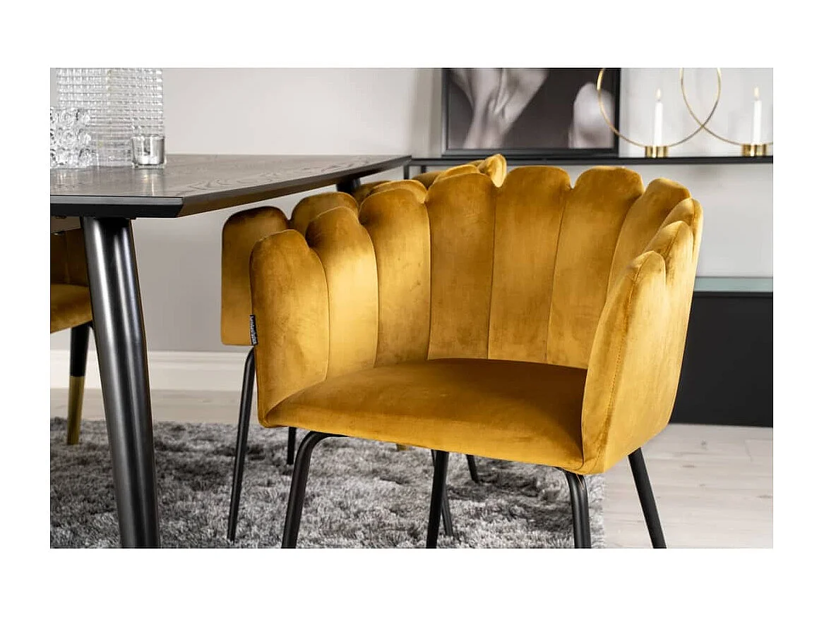 Chaise à dîner Limhamn Velours Noir et jaune