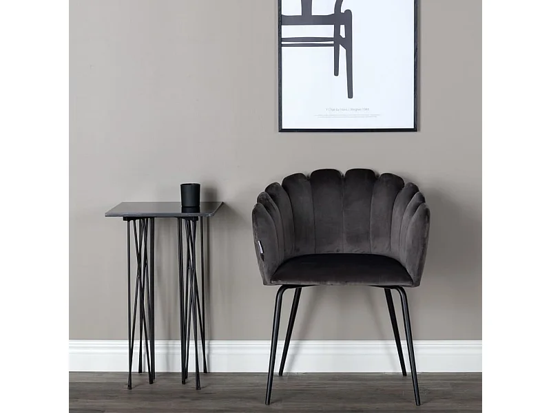 Silla de comedor Limhamn terciopelo negro y gris