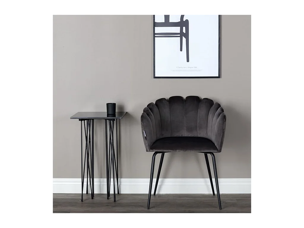 Silla de comedor Limhamn terciopelo negro y gris