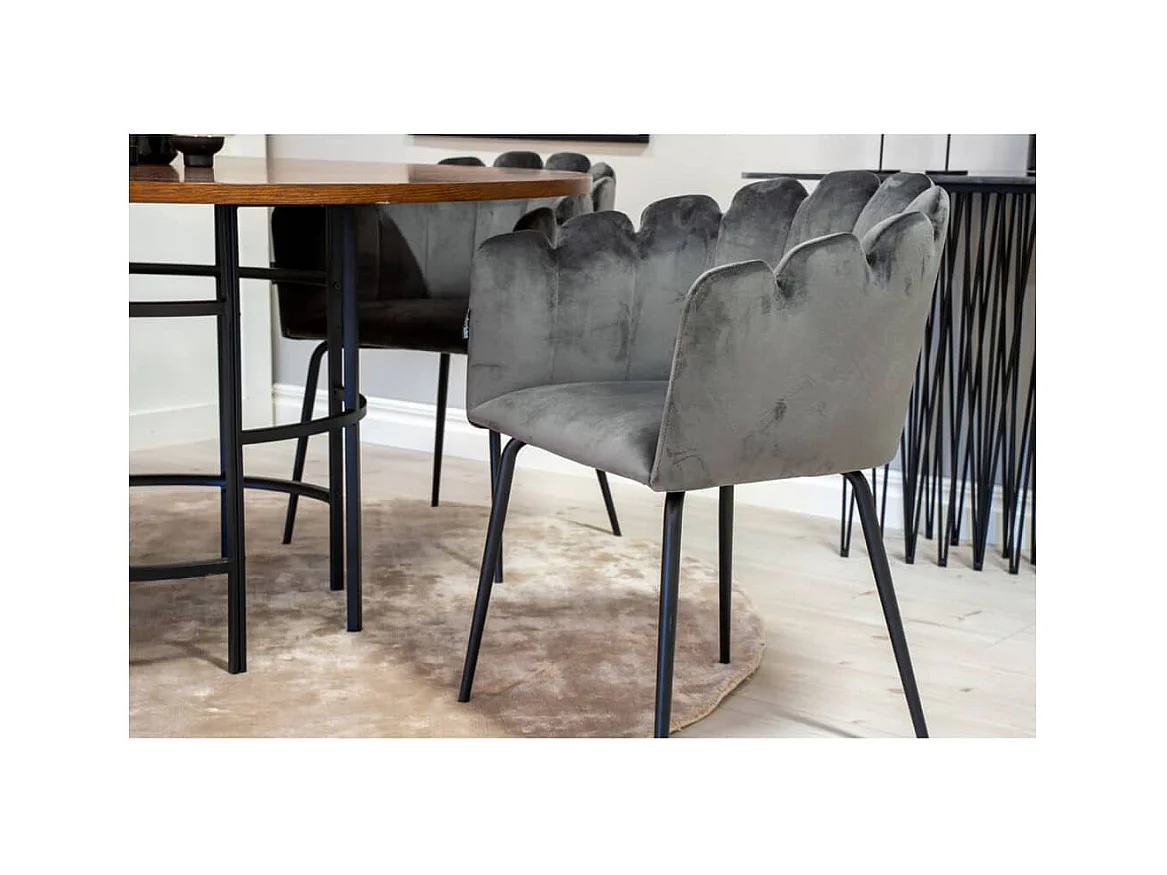 Silla de comedor Limhamn terciopelo negro y gris