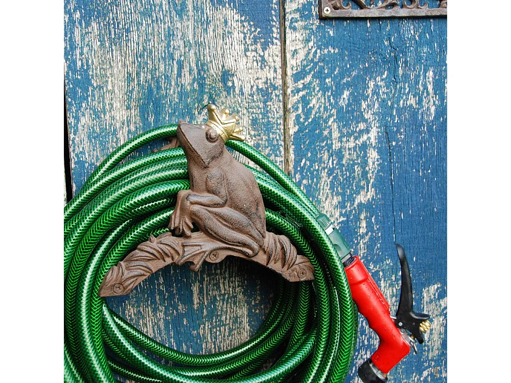 Support tuyau d'arrosage grenouille couronnée