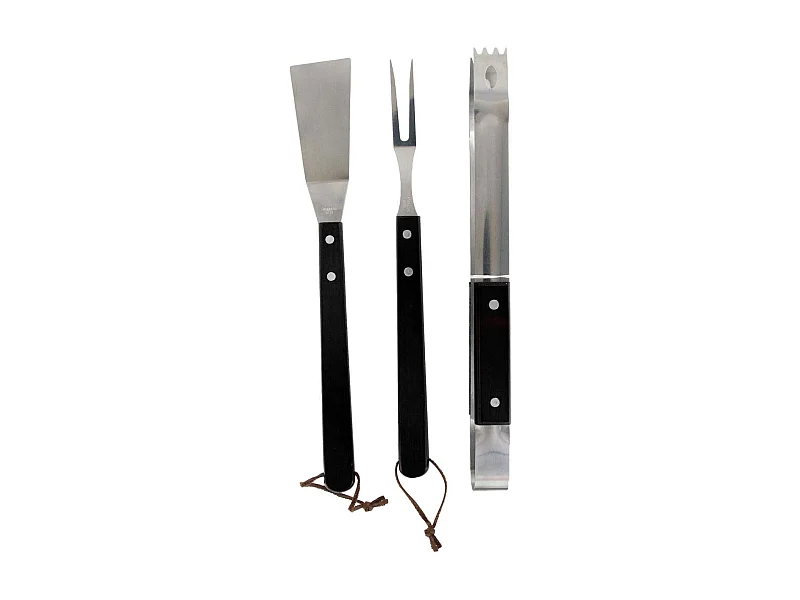 Lot de 3 Ustensiles de Barbecue "Manche" 36cm Noir