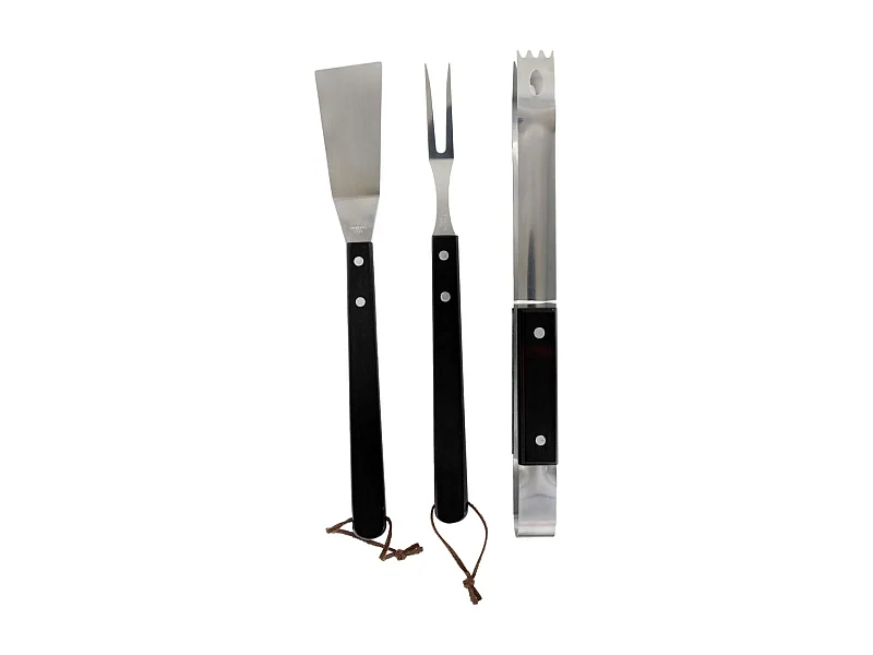 Lot de 3 Ustensiles de Barbecue "Manche" 36cm Noir