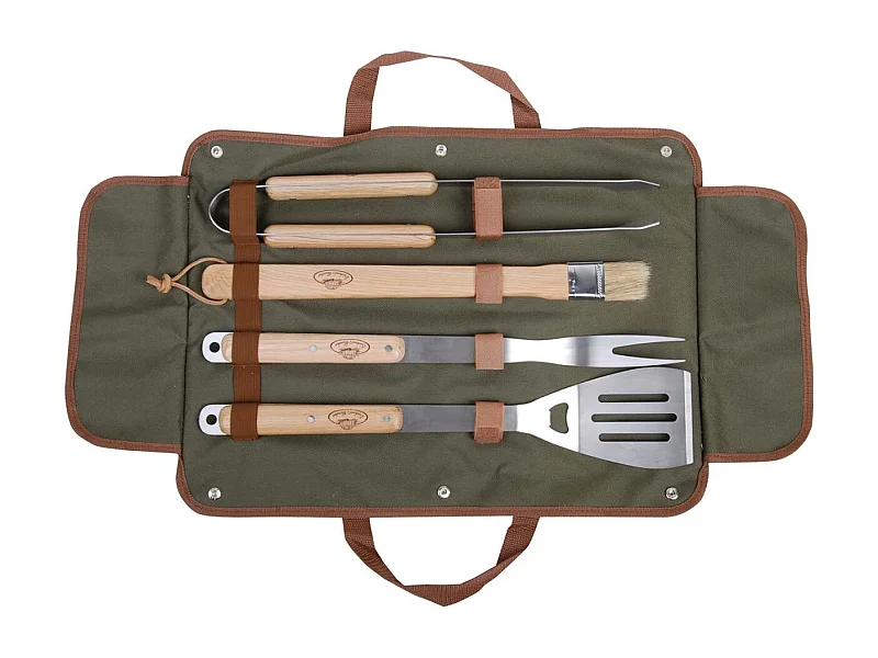 Custodia in tela con utensili da barbecue