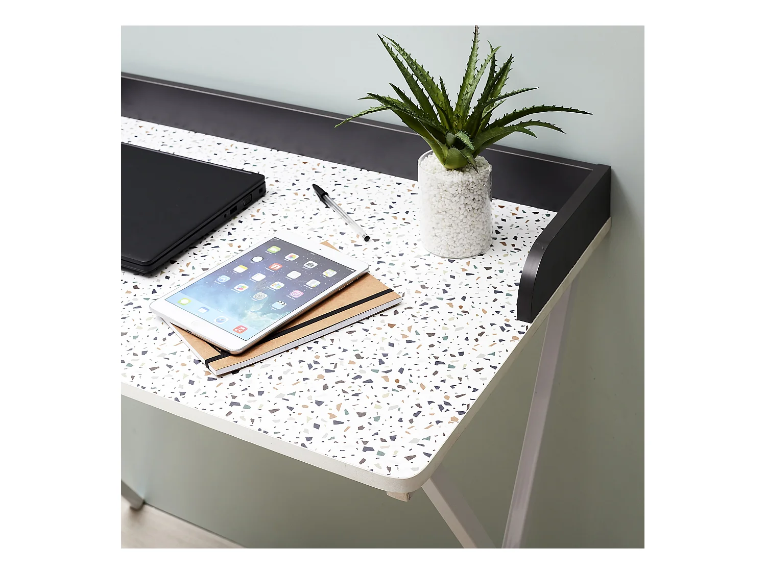 Bureau Terrazzo Bleu Gris, Blanc