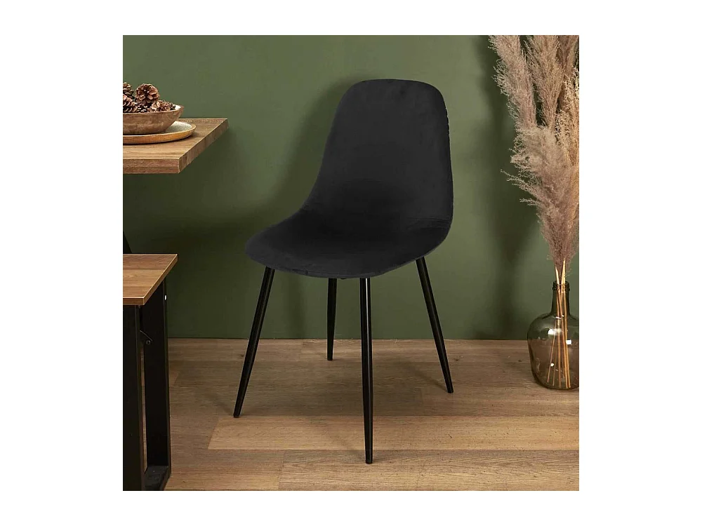 Chaise Pieds Metal Leaf Noir - Lot De 4 Noir