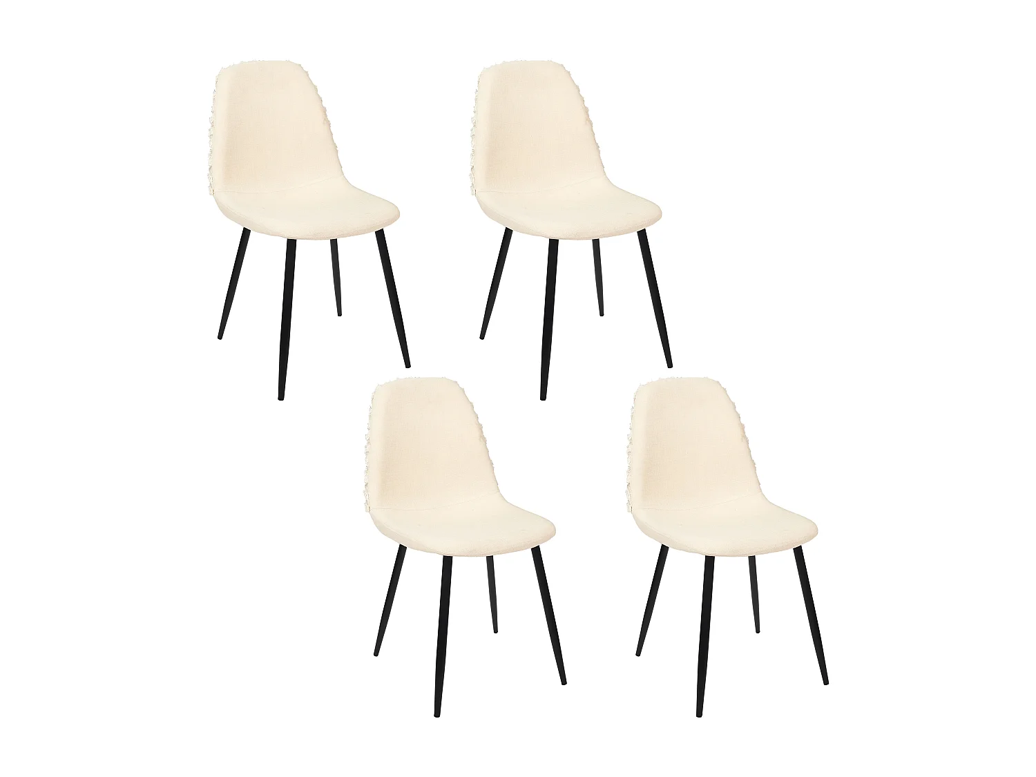Chaise Mora Pieds Metal Noir - Lot De 4 Beige