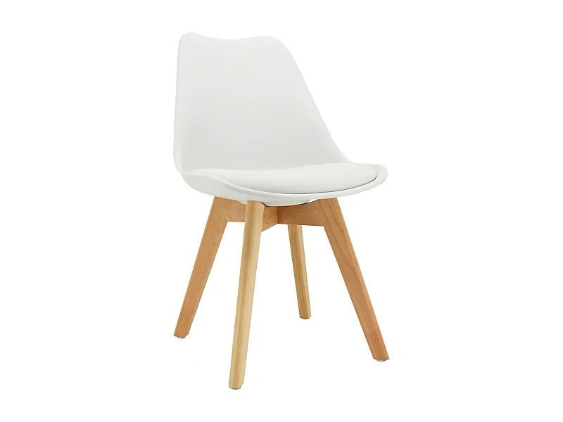Chaise coussin en polypropylène blanc et hêtre