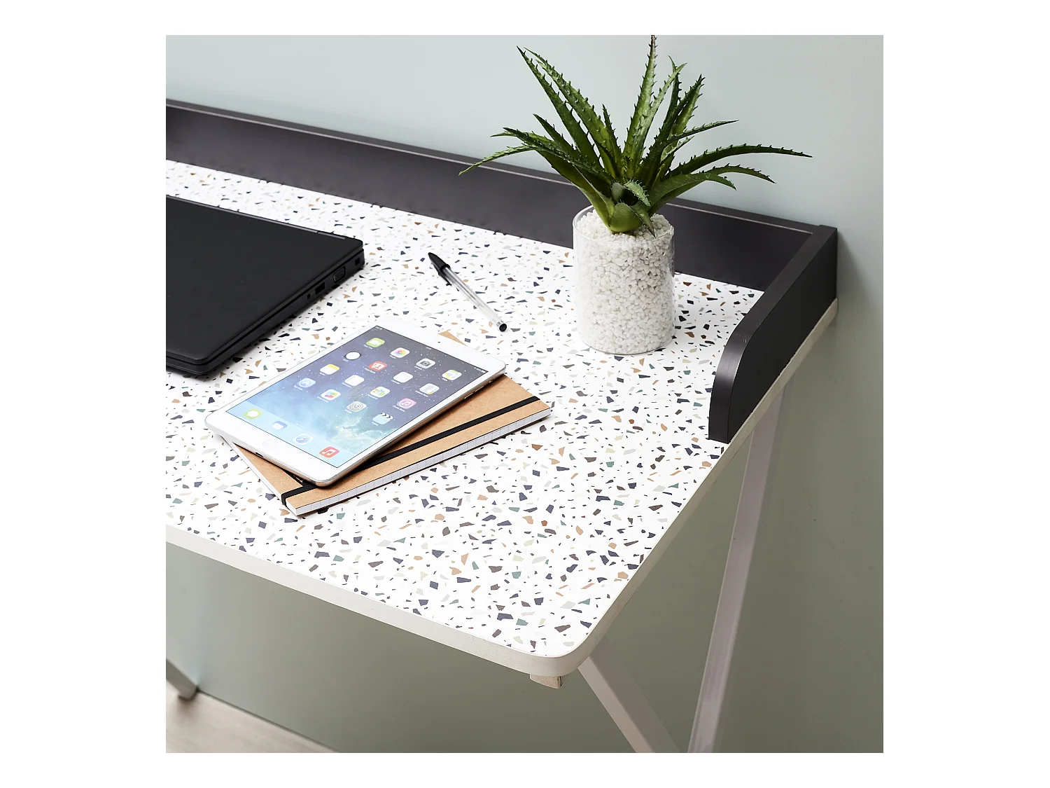 Bureau Terrazzo Bleu Gris, Blanc