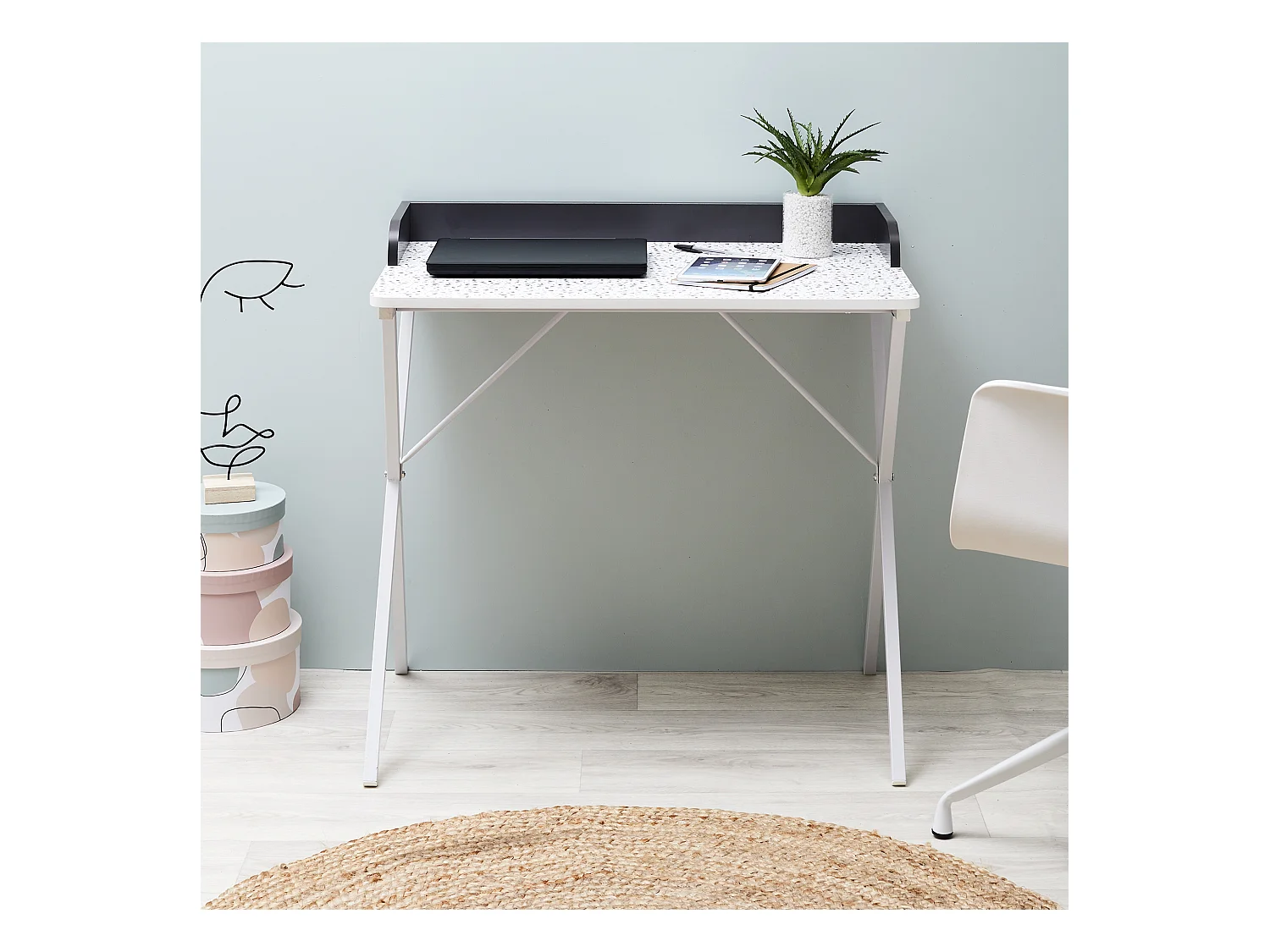 Bureau Terrazzo Bleu Gris, Blanc