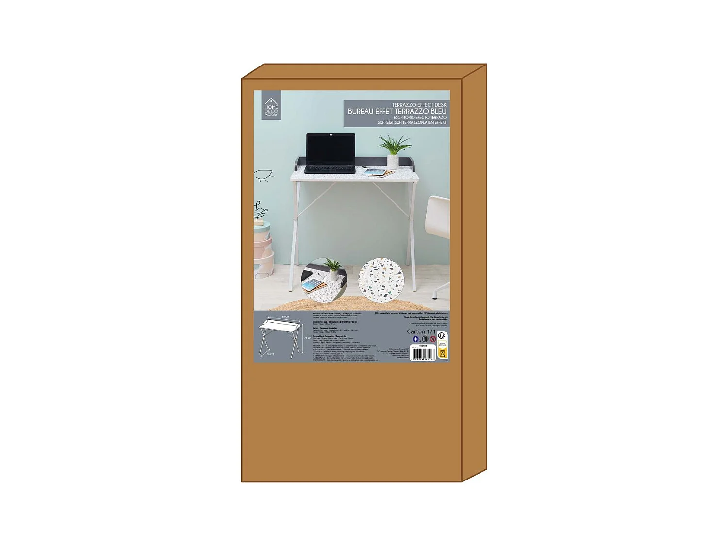 Bureau Terrazzo Bleu Gris, Blanc