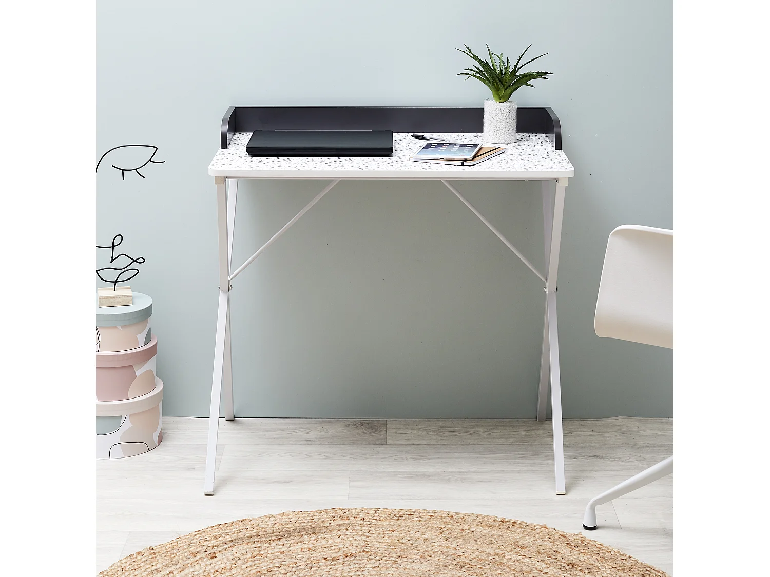 Bureau Terrazzo Bleu Gris, Blanc