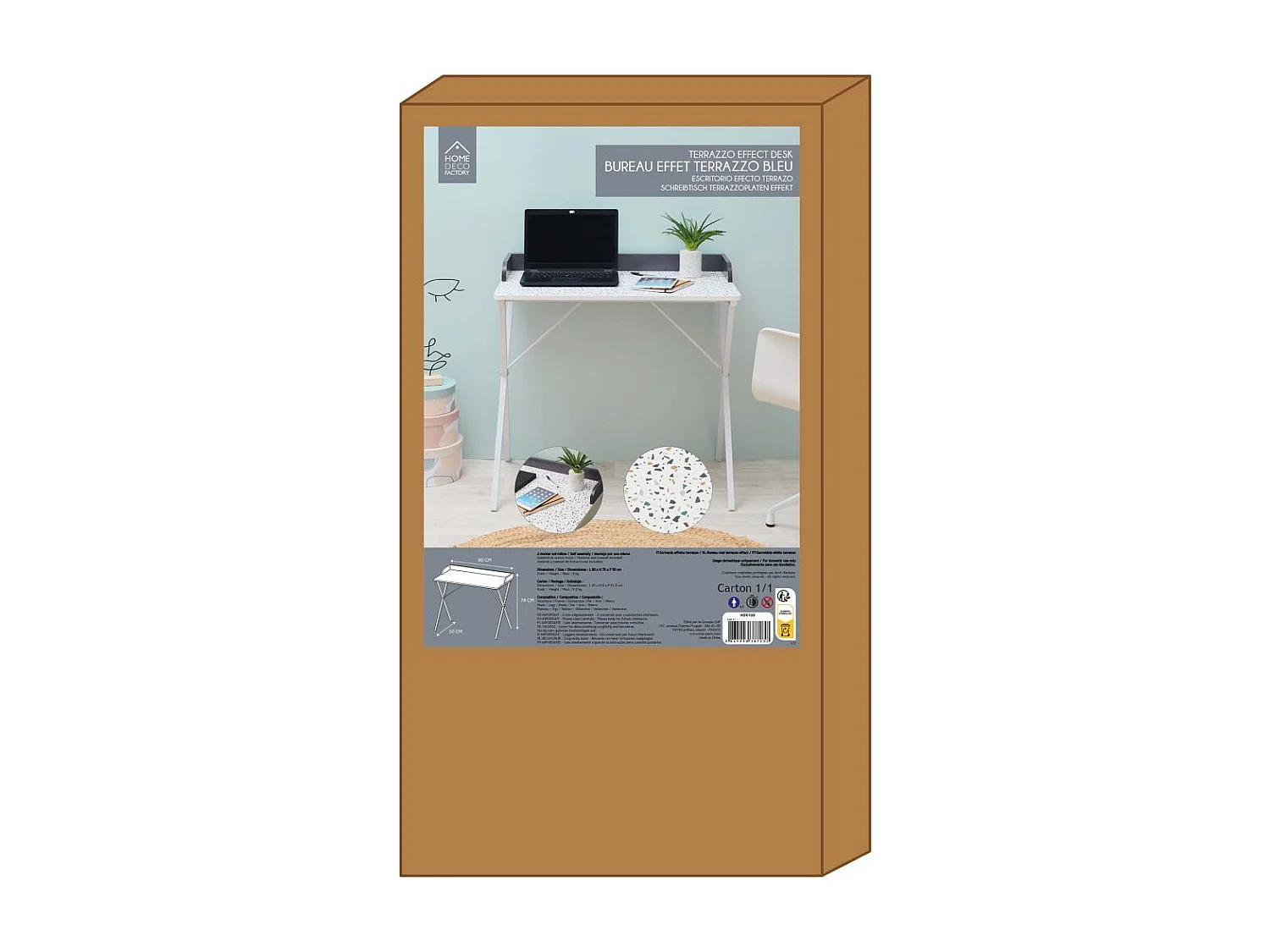 Bureau Terrazzo Bleu Gris, Blanc