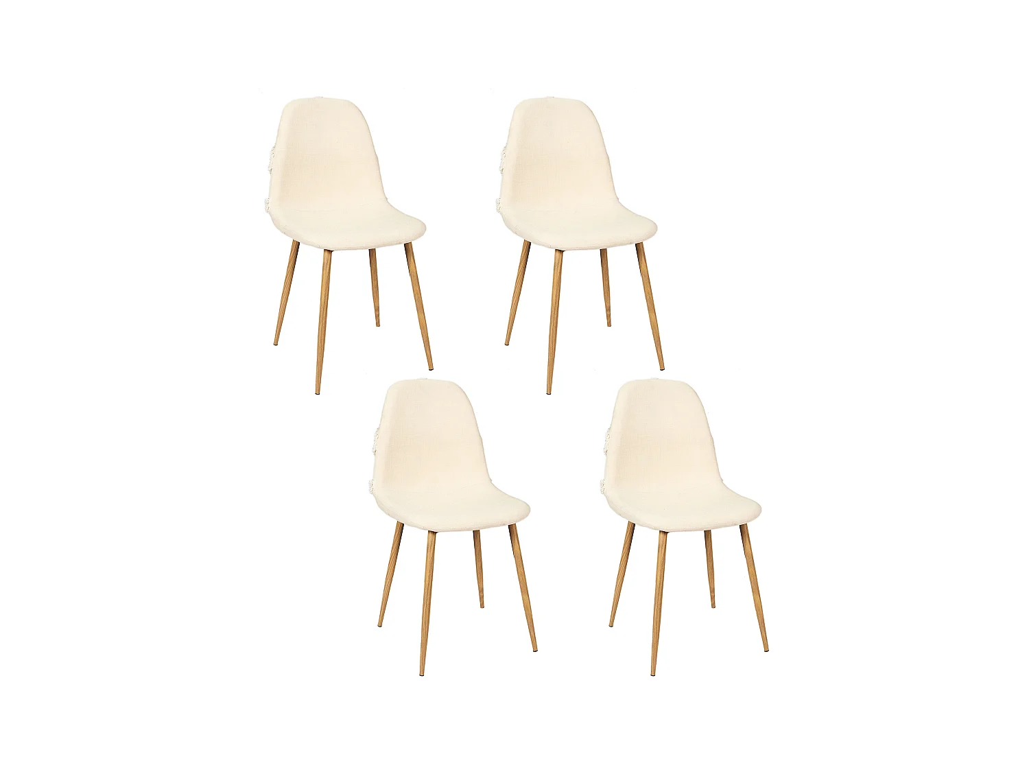 Chaise Faro Pieds Metal Imitation Bois - Lot De 4 Beige
