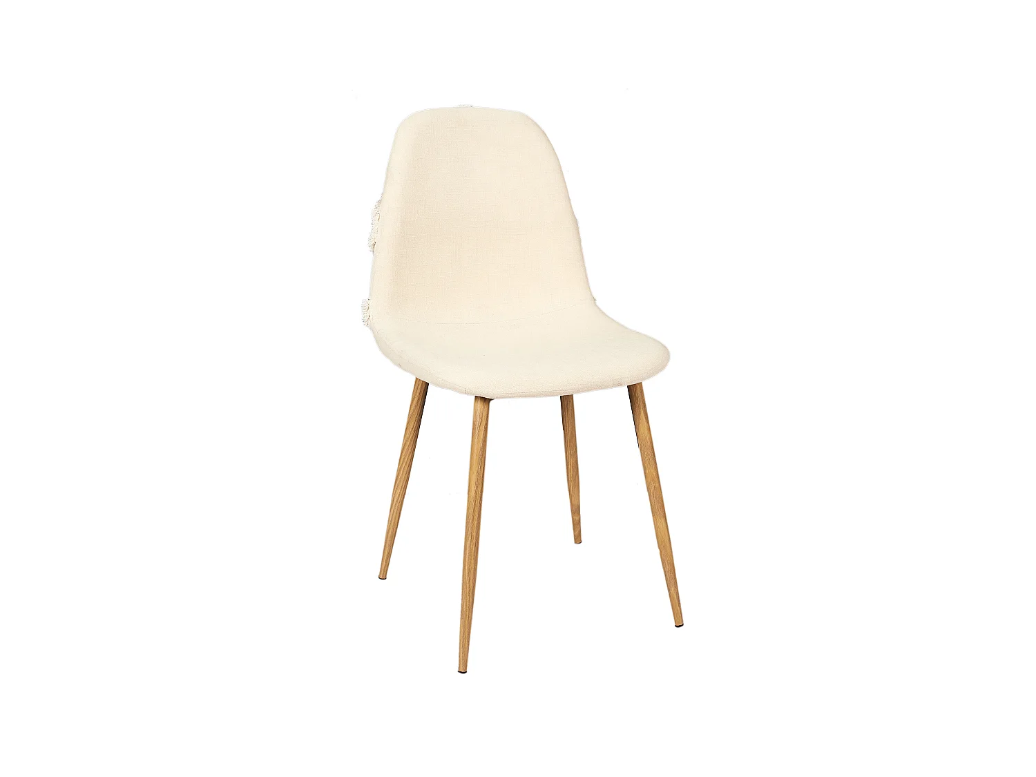 Chaise Faro Pieds Metal Imitation Bois - Lot De 4 Beige