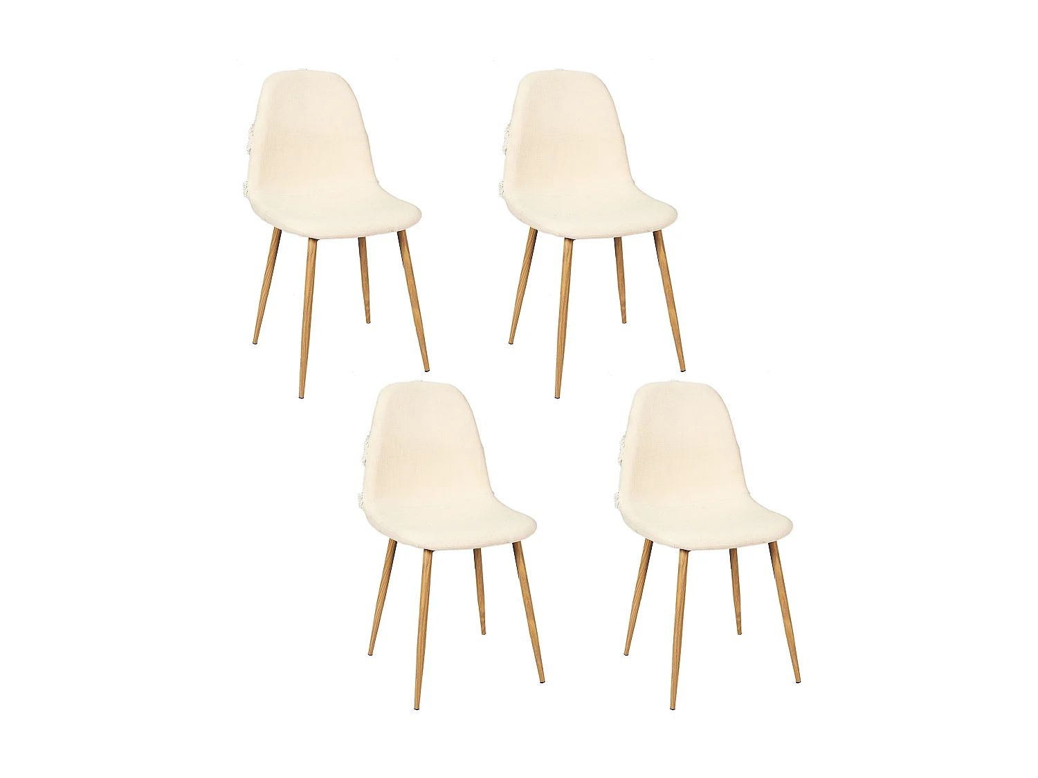 Chaise Faro Pieds Metal Imitation Bois - Lot De 4 Beige