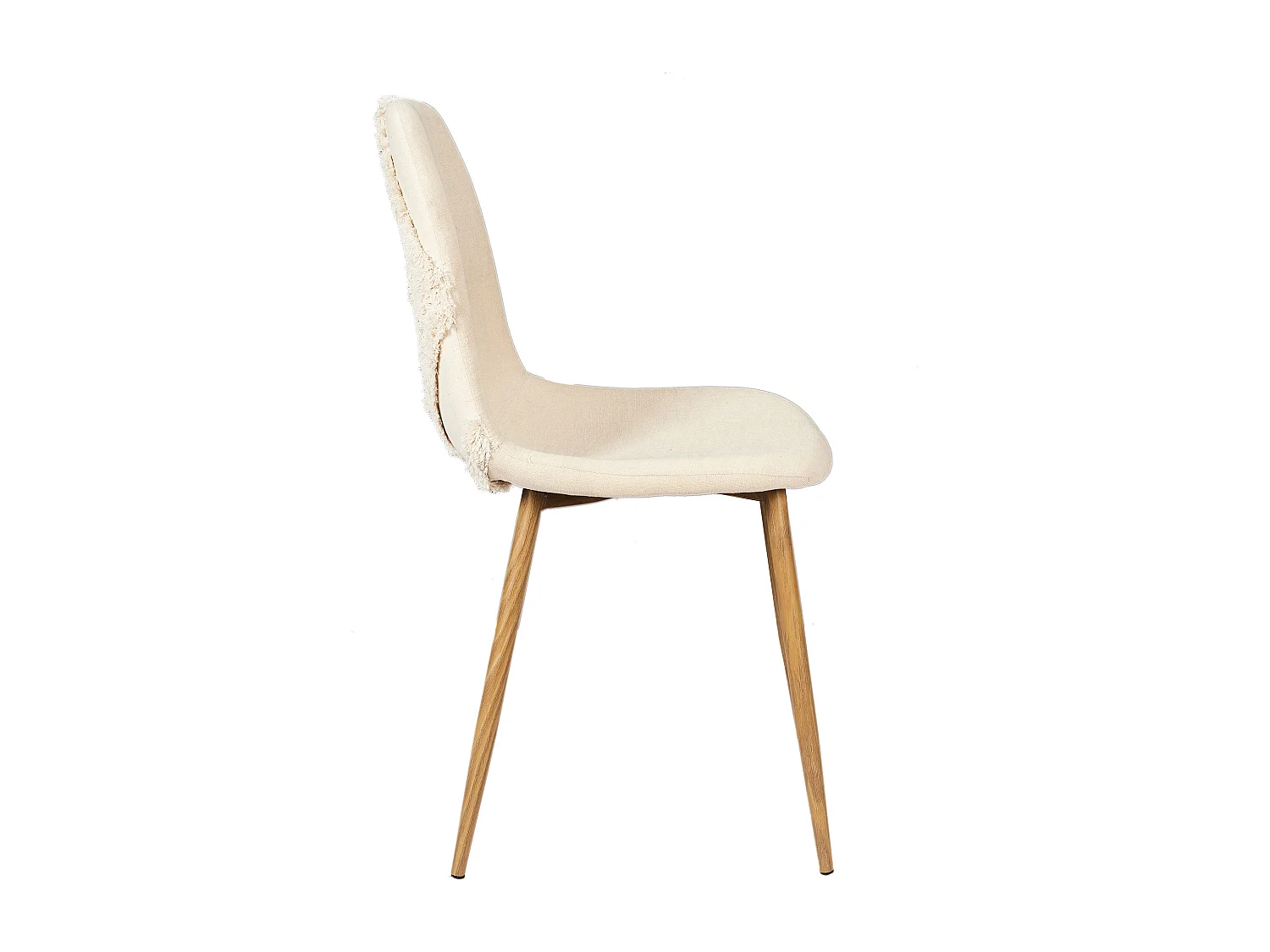 Chaise Faro Pieds Metal Imitation Bois - Lot De 4 Beige