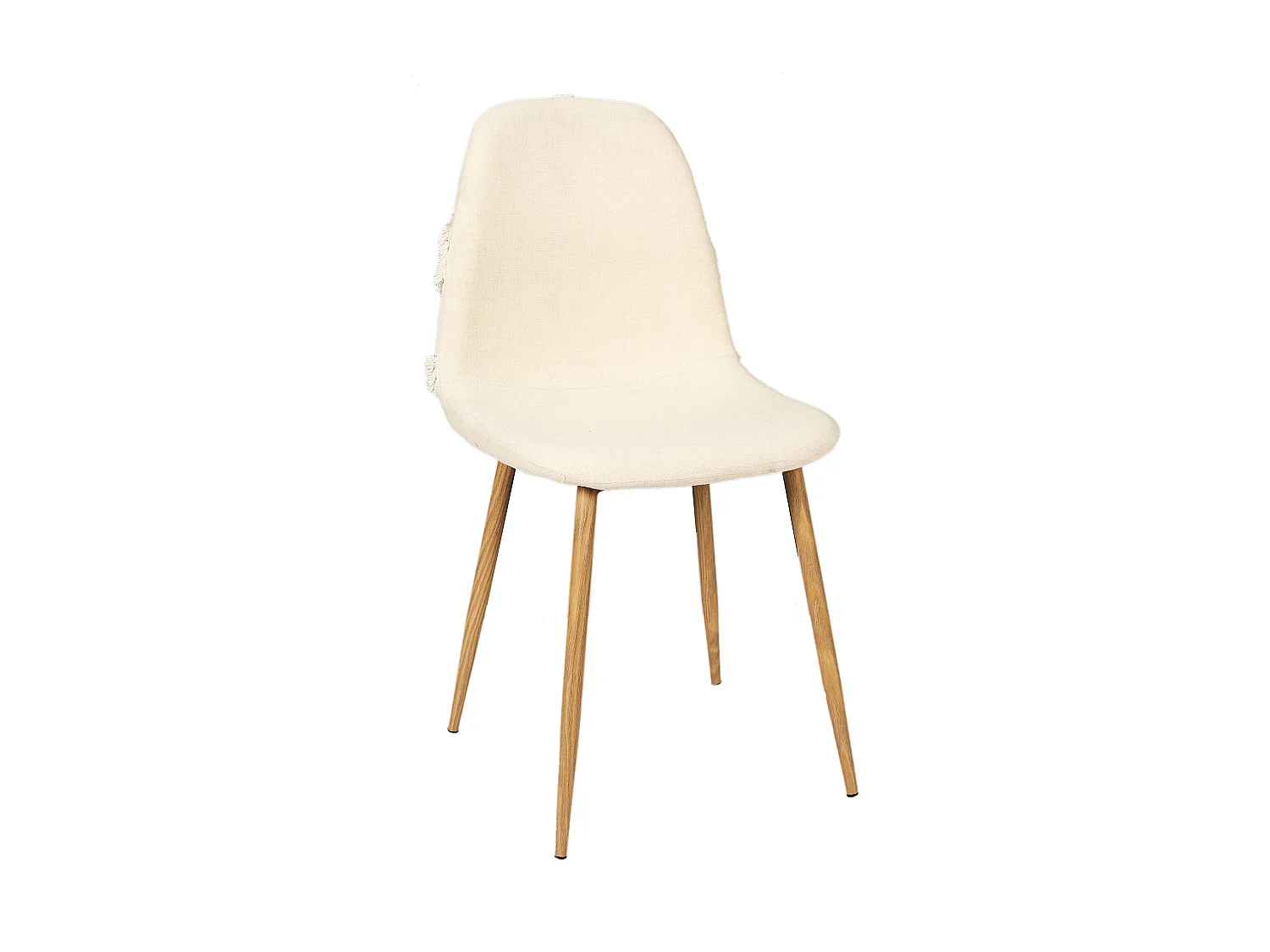 Chaise Faro Pieds Metal Imitation Bois - Lot De 4 Beige