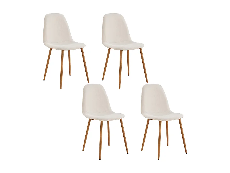 Chaise Poesie Pieds Metal Imitation Bois - Lot De 4 Beige, Marron, Orange, Rose, Noir