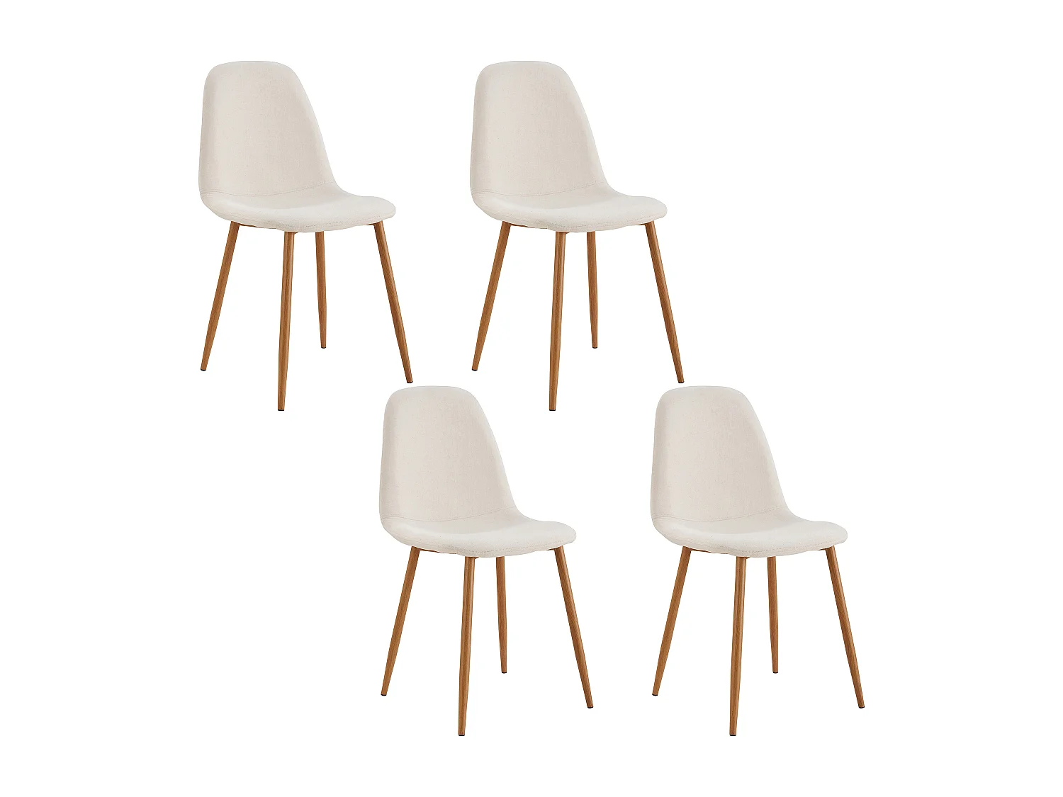 Chaise Poesie Pieds Metal Imitation Bois - Lot De 4 Beige, Marron, Orange, Rose, Noir