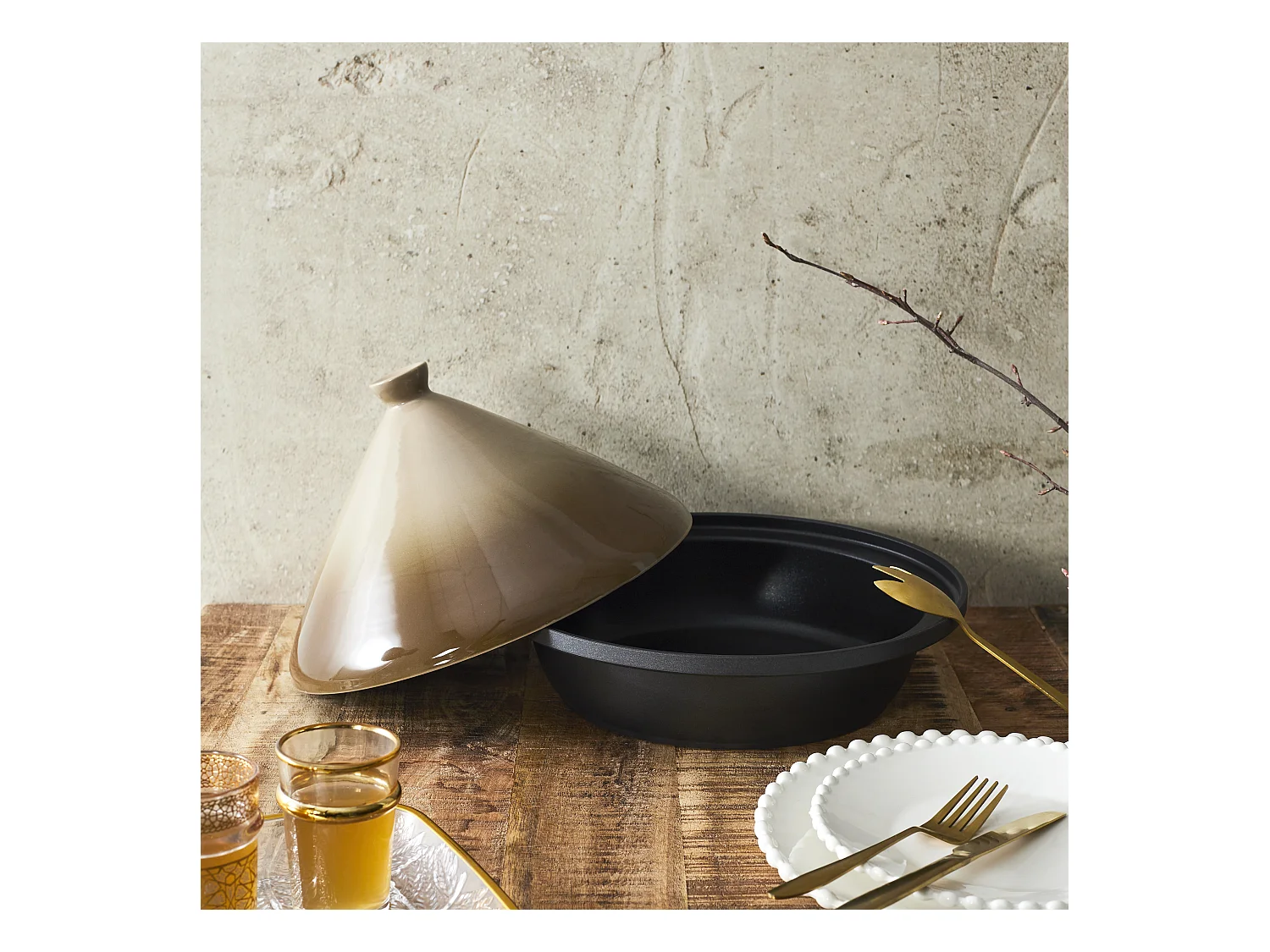 Tajine Induction D30cm Marron, Noir