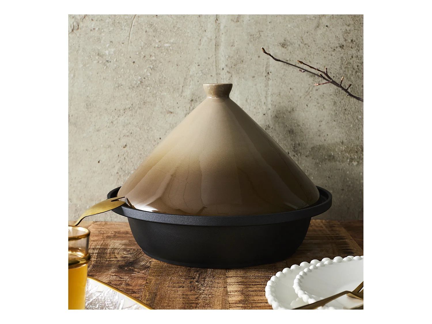 Tajine Induction D30cm Marron, Noir