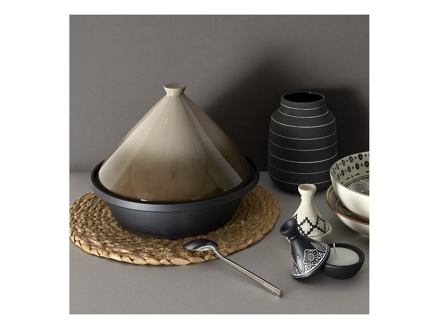 Tajine Induction D30cm Marron, Noir