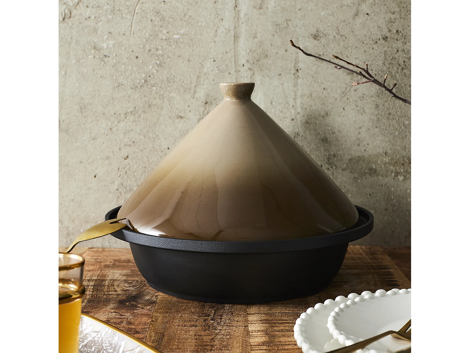 Tajine Induction D30cm Marron, Noir