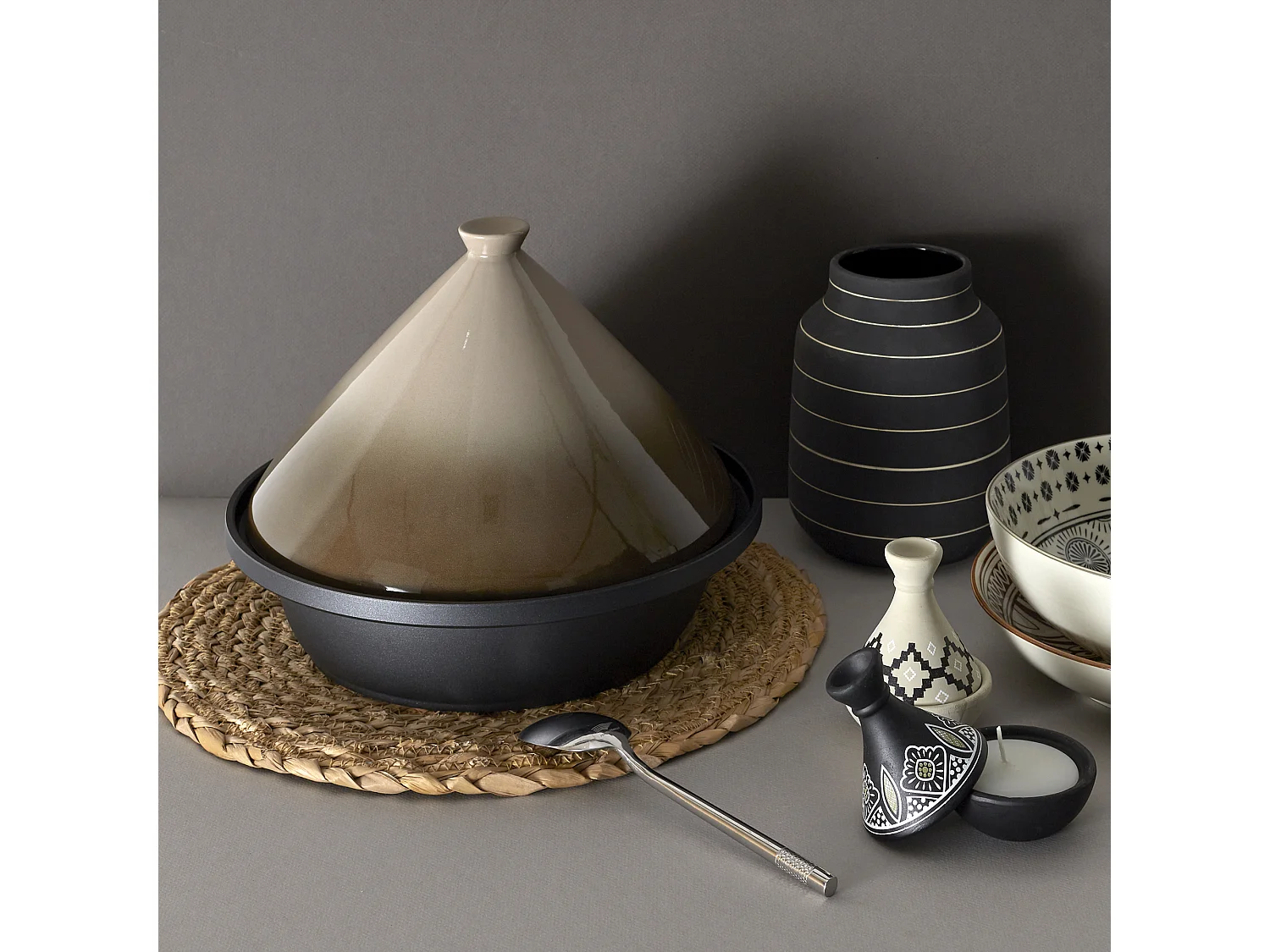 Tajine Induction D30cm Marron, Noir