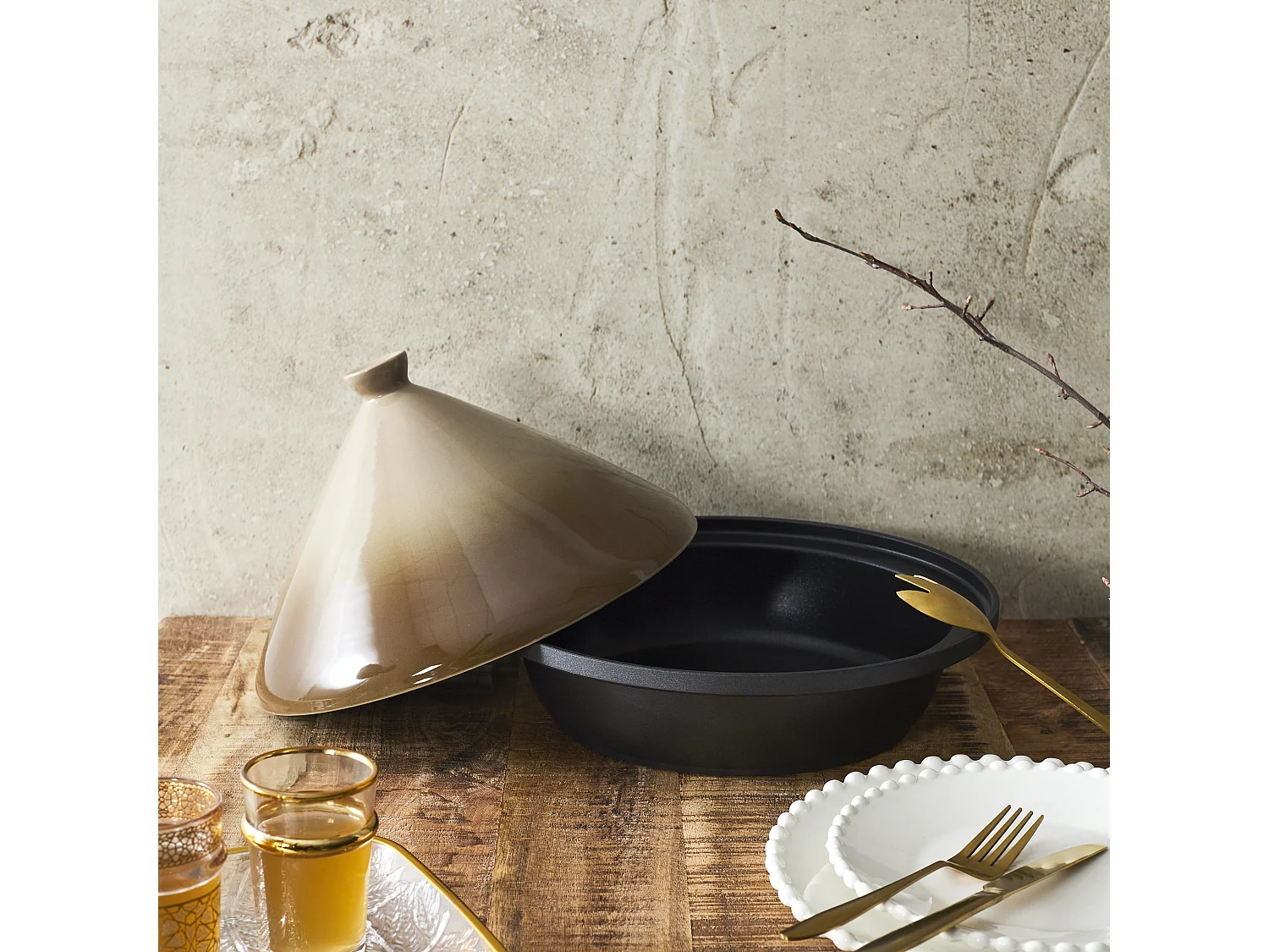 Tajine Induction D30cm Marron, Noir