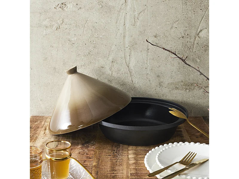 Tajine Induction D30cm Marron, Noir