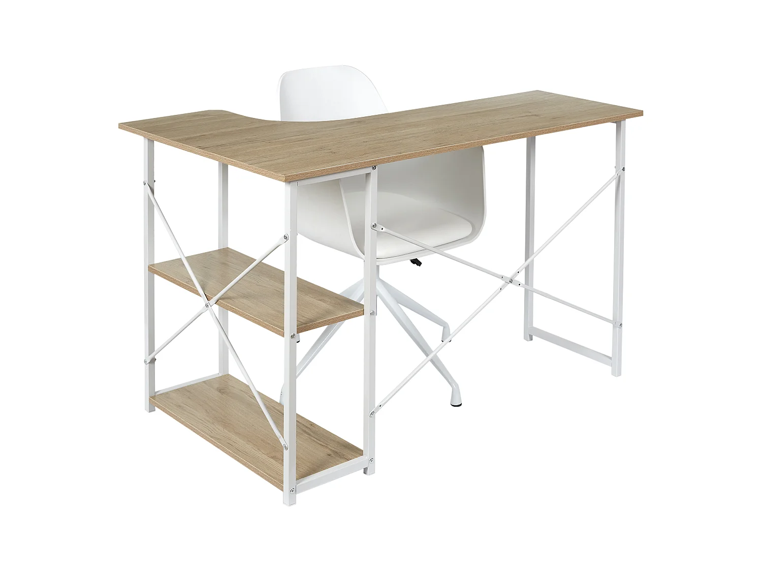 Bureau D Angle Job Blanc Marron, Blanc