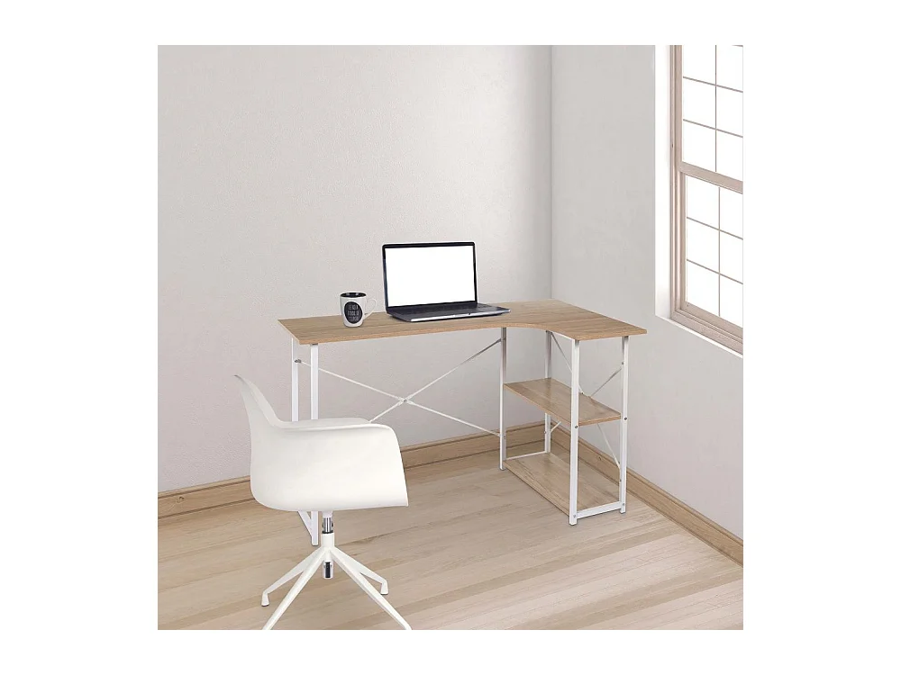 Bureau D Angle Job Blanc Marron, Blanc