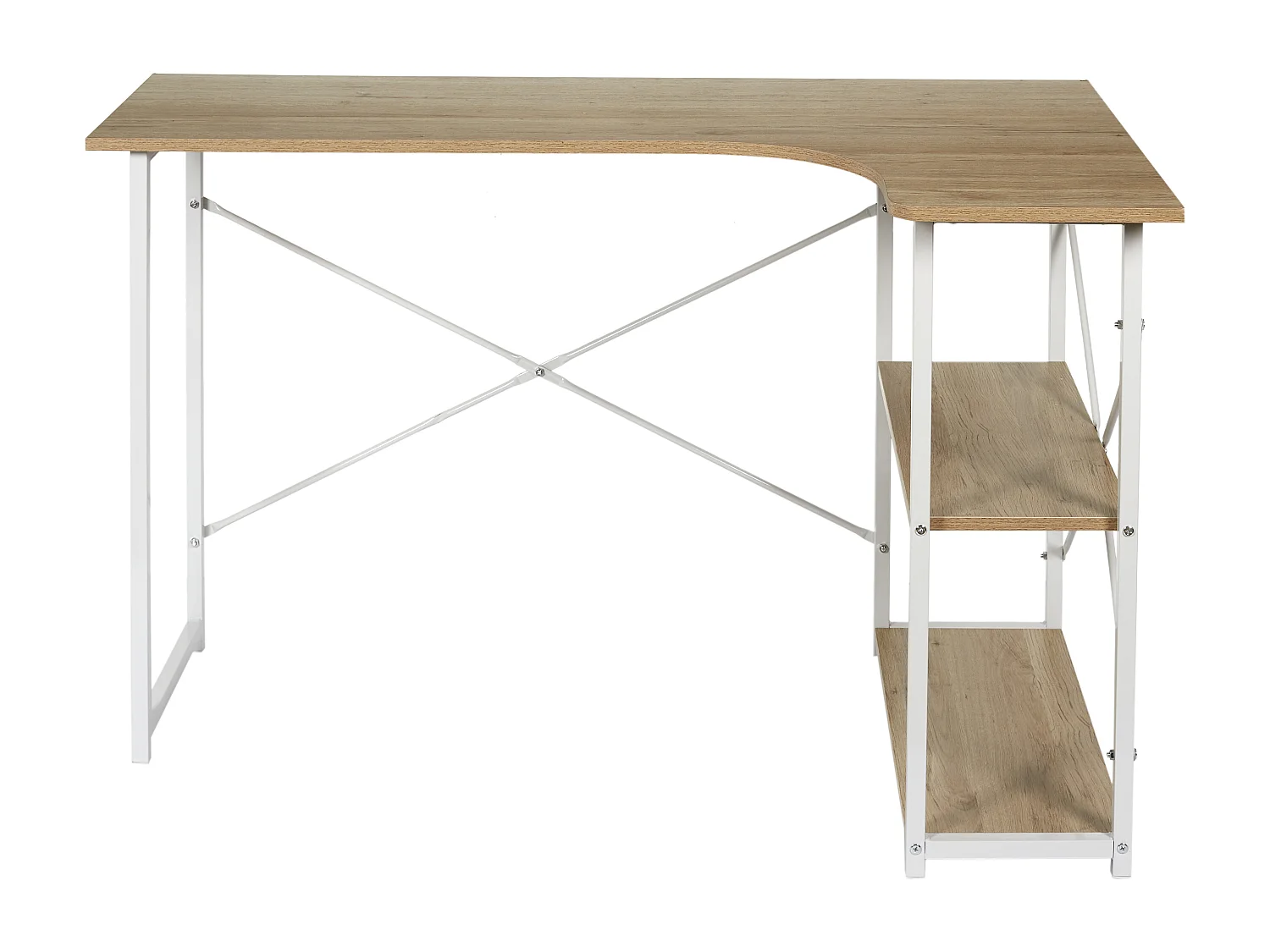 Bureau D Angle Job Blanc Marron, Blanc