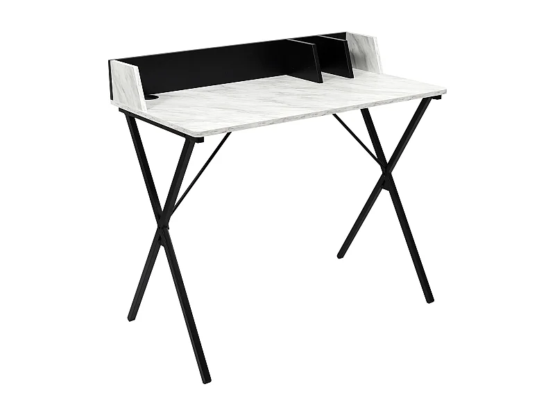 Bureau Brice Imitation Marbre Gris, Blanc, Noir
