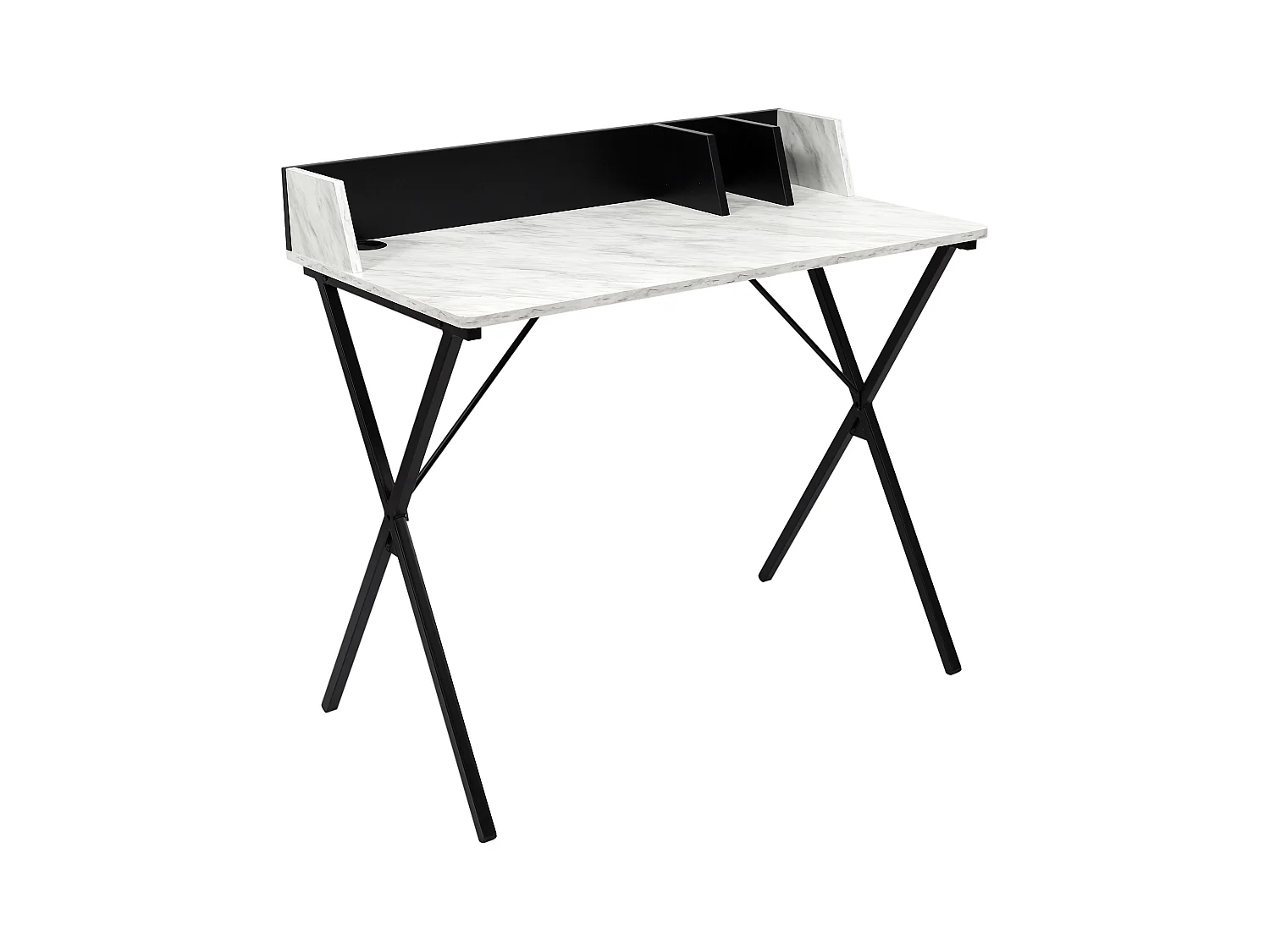 Bureau Brice Imitation Marbre Gris, Blanc, Noir