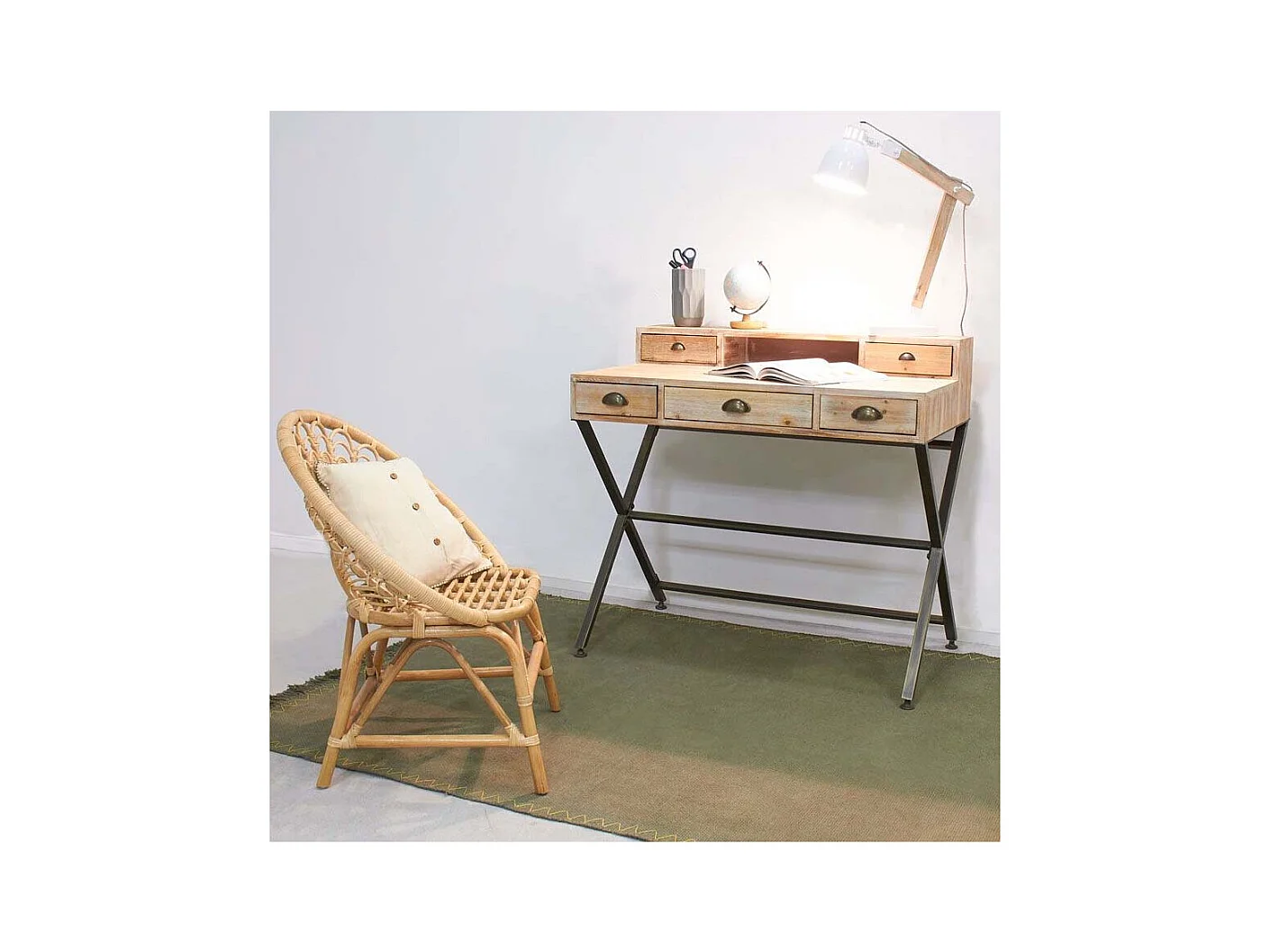 Bureau en bois et métal