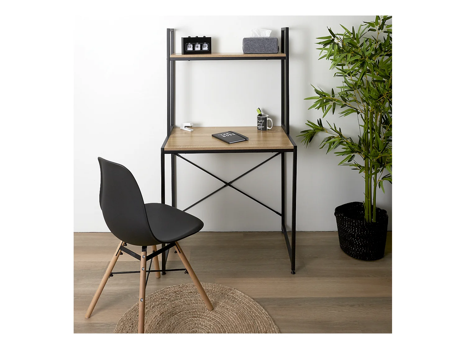 Bureau Etagere Stan Marron, Noir