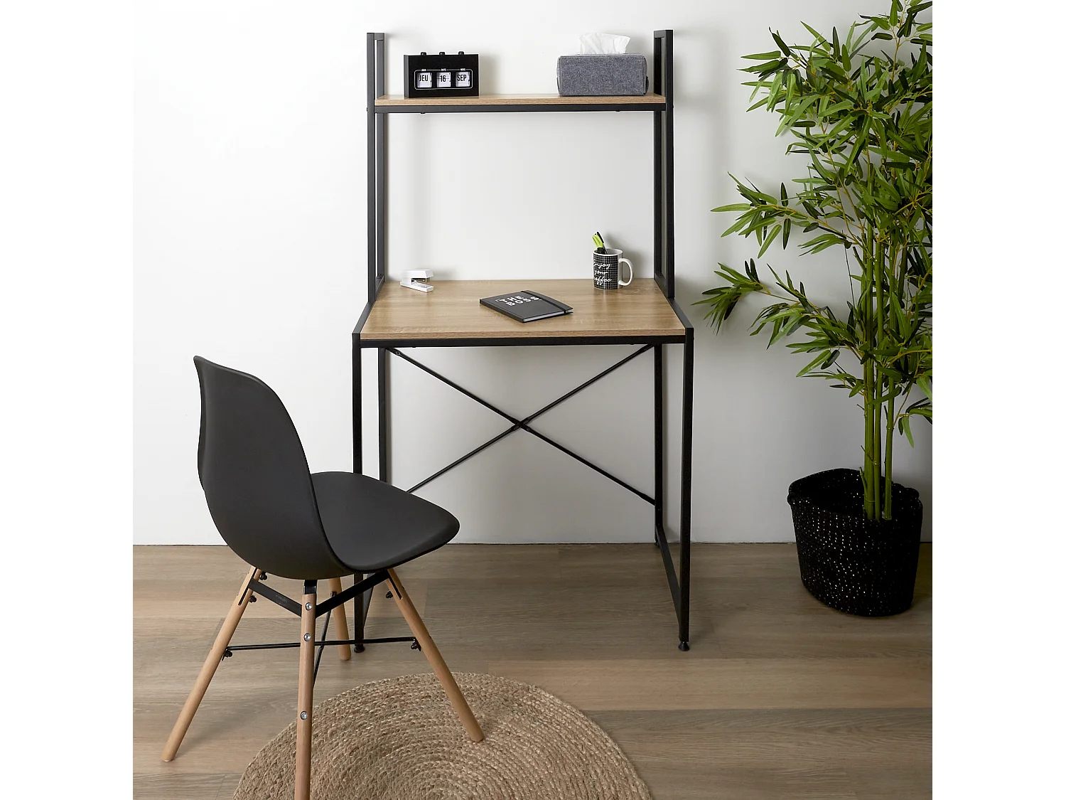 Bureau Etagere Stan Marron, Noir