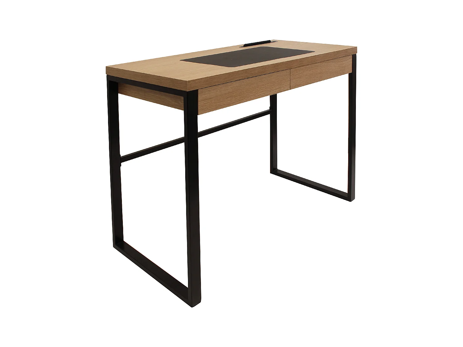 Mesa de Escritório Industrial em Madeira e Metal Preto 100x50,3x74 cm Com Gaveta
