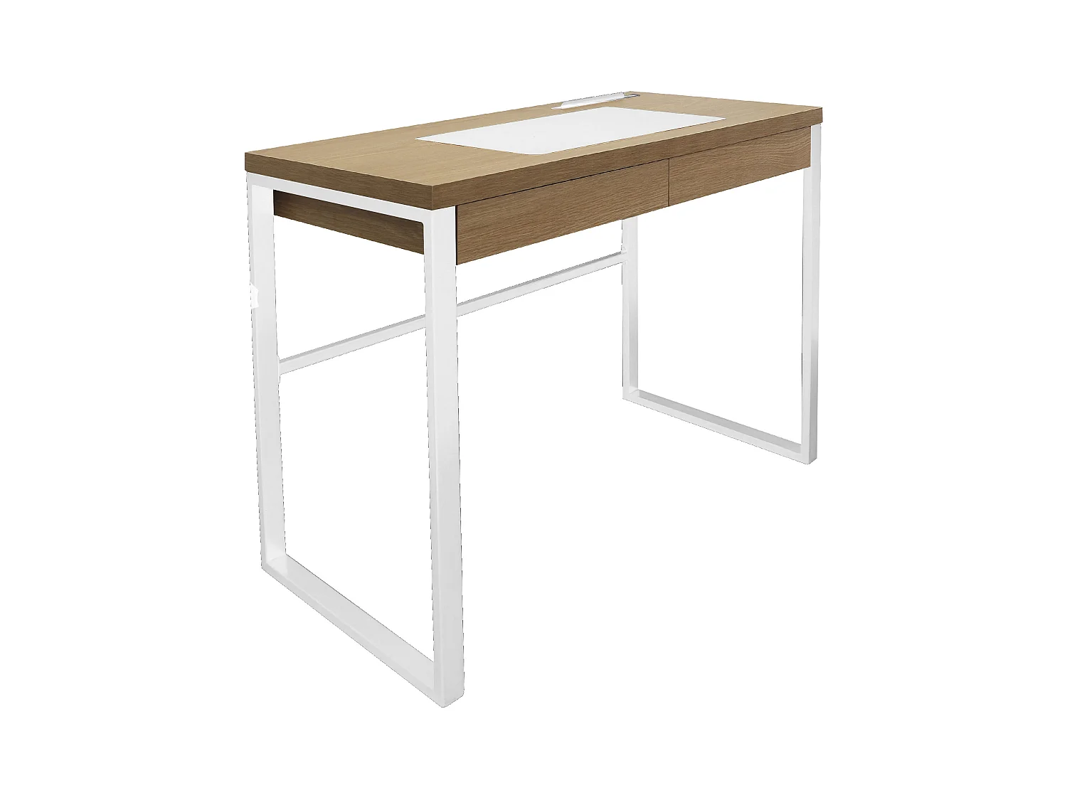 Bureau Design 1 Tiroir "Porqa" 100cm Naturel & Blanc
