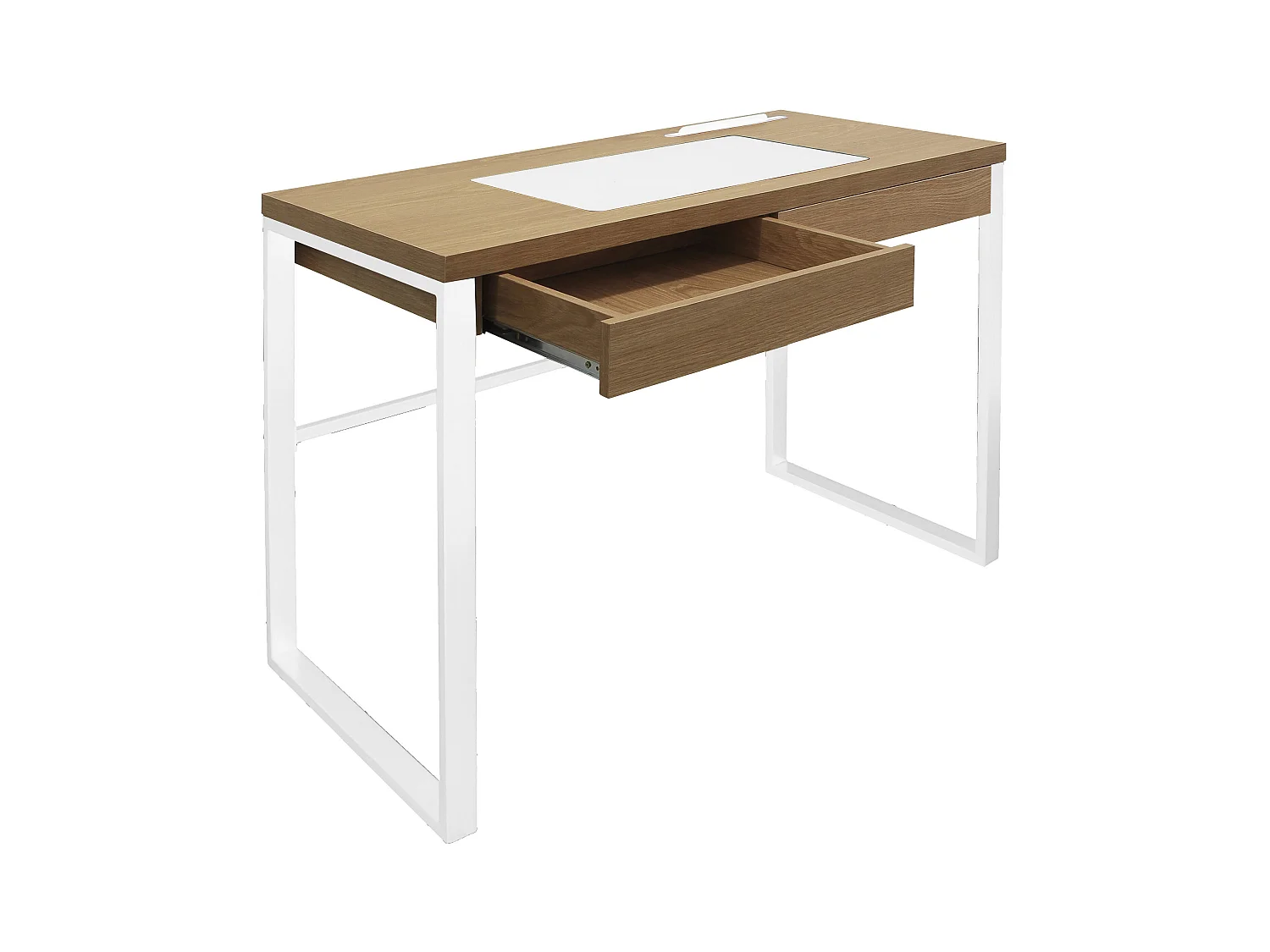 Bureau Design 1 Tiroir "Porqa" 100cm Naturel & Blanc