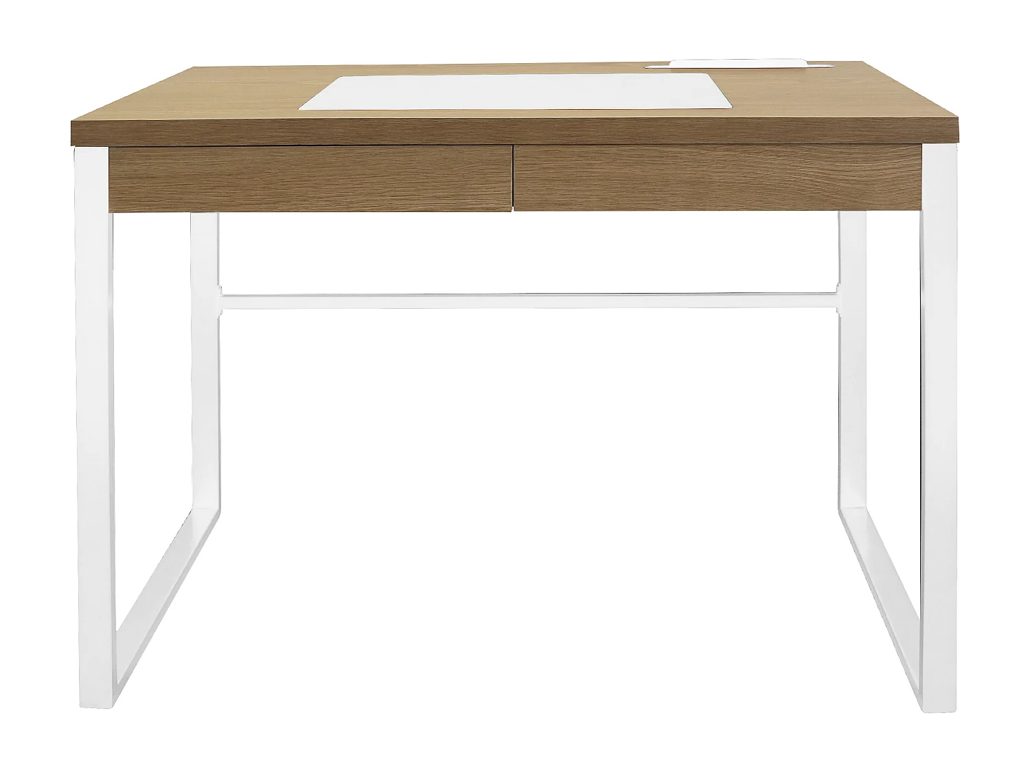 Industrieel Bureau van Hout en Metaal Wit en Bruin met Lade