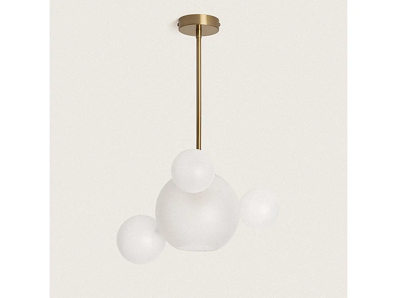 Lámpara de Techo Metal y Cristal Ludmila Blanco / Dorado