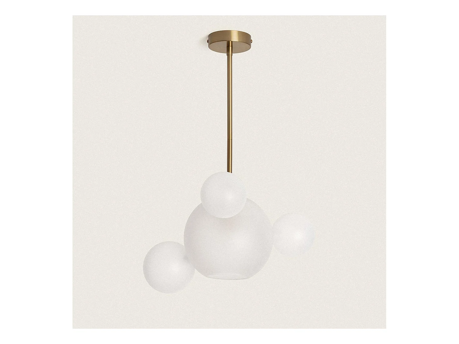 Lampada a Sospenzione in Metallo e Vetro Ludmila Bianco - Oro