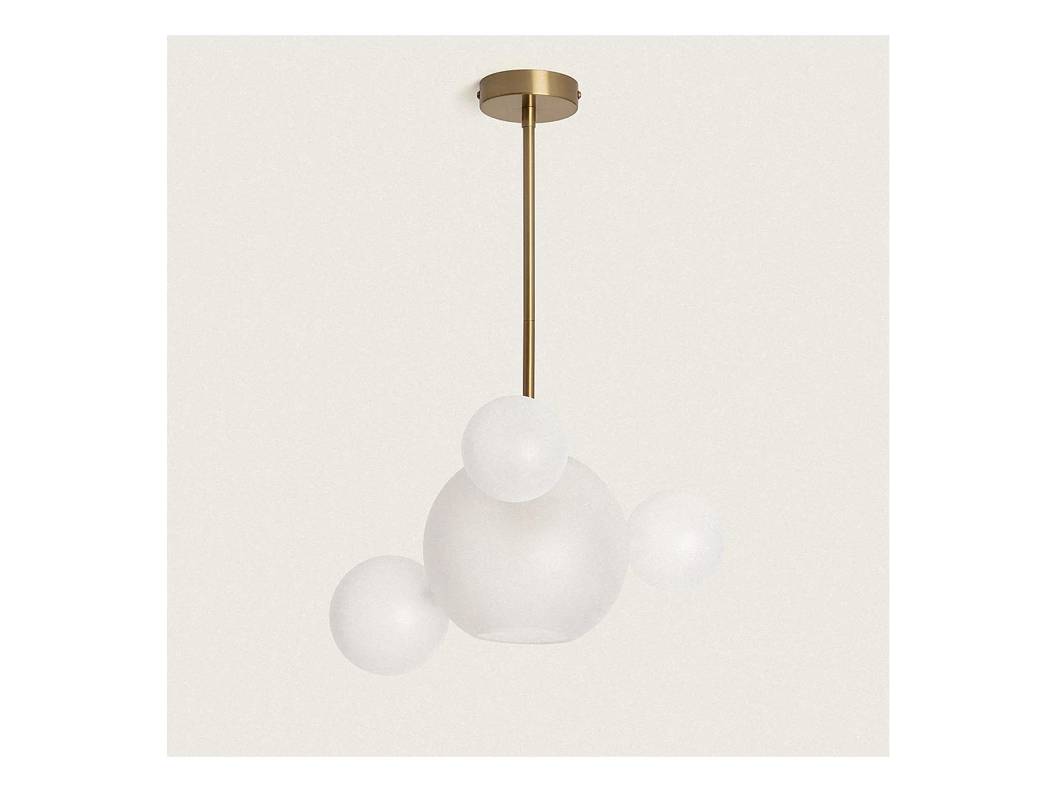 Lampada a Sospenzione in Metallo e Vetro Ludmila Bianco - Oro