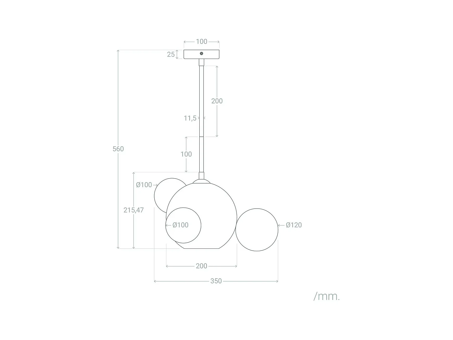 Lampada a Sospenzione in Metallo e Vetro Ludmila Bianco - Oro