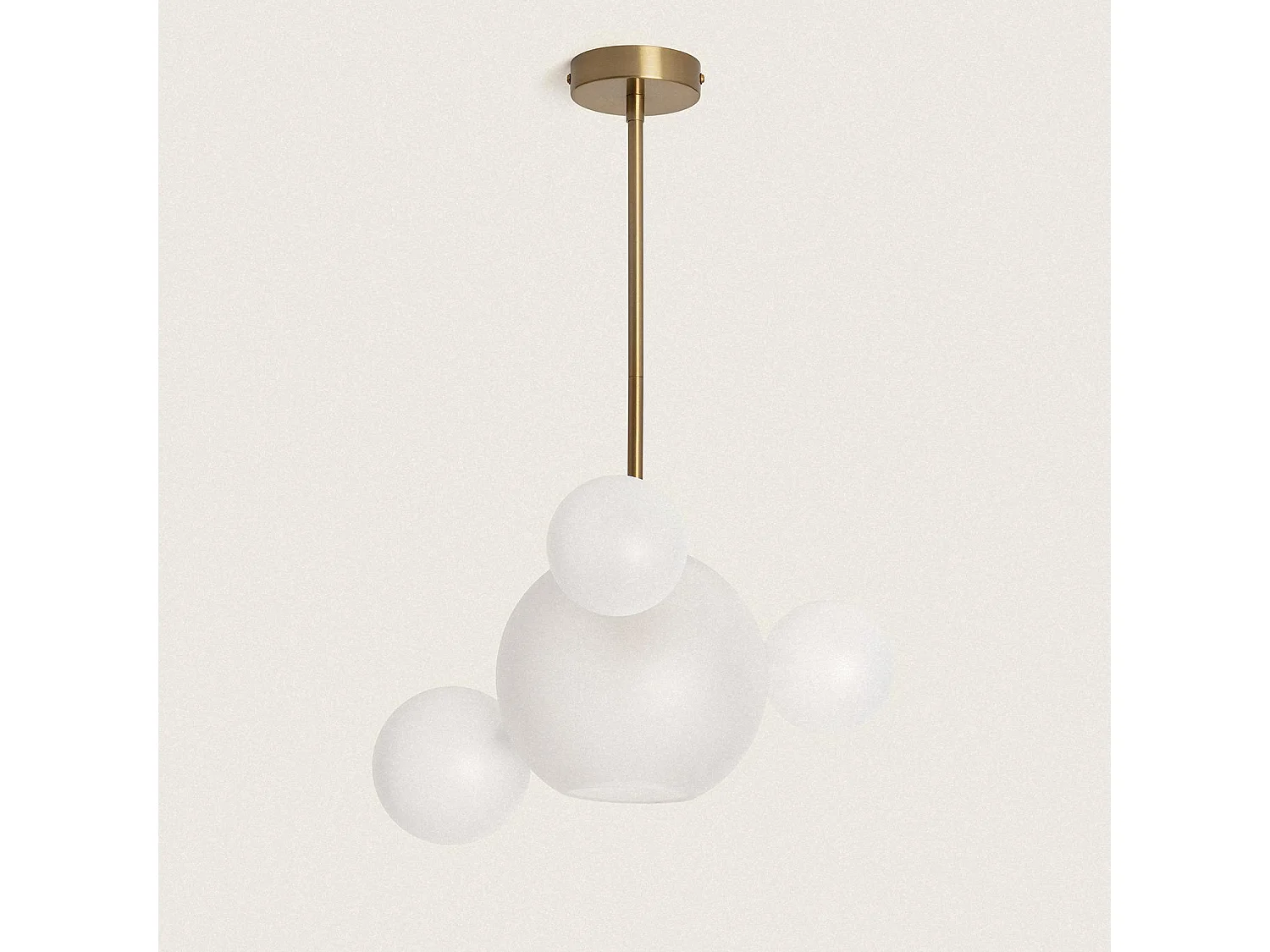 Suspension Métal et Verre Ludmila  Blanc-Doré