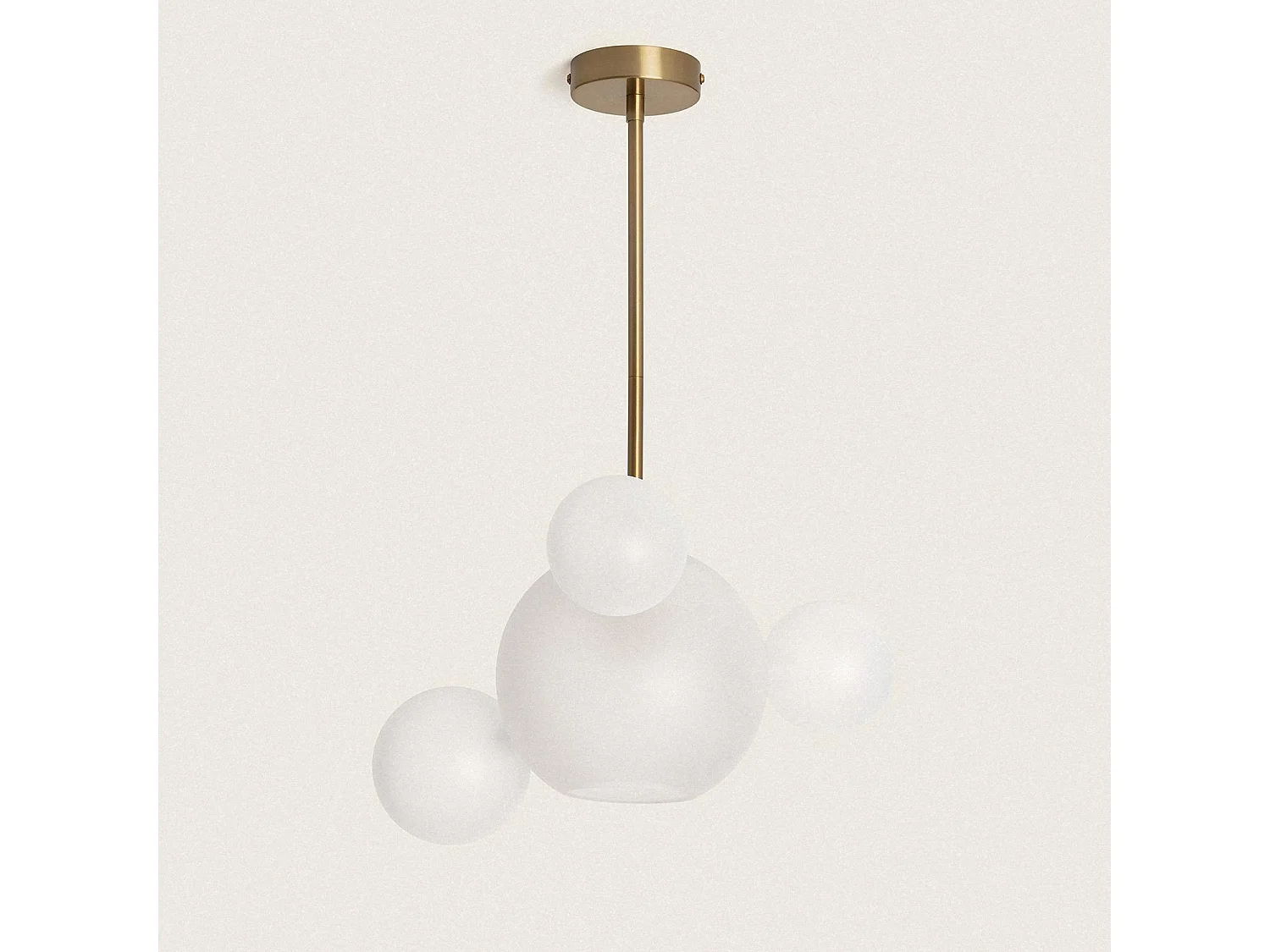 Suspension Métal et Verre Ludmila  Blanc-Doré